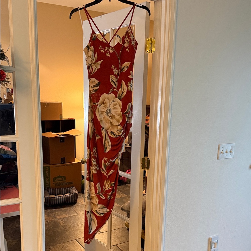 Windsor Red Floral Asymmetrical Dress